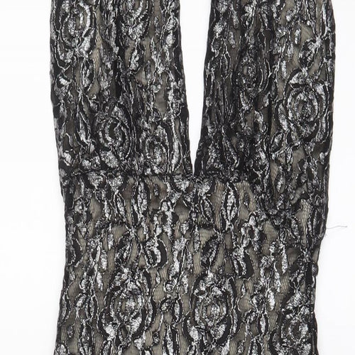 Love Womens Grey Floral Polyester A-Line Size S Halter Button
