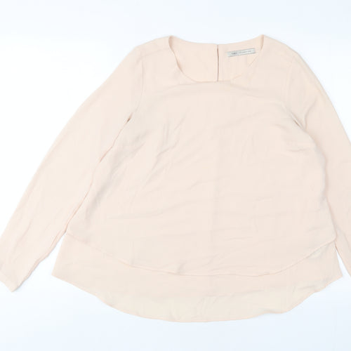 Marks and Spencer Womens Pink Polyester Basic Blouse Size 8 Crew Neck
