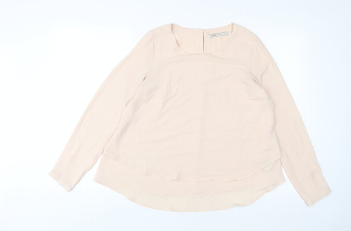 Marks and Spencer Womens Pink Polyester Basic Blouse Size 8 Crew Neck