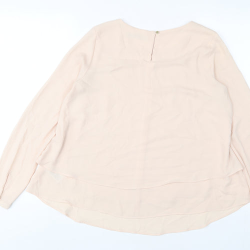 Marks and Spencer Womens Pink Polyester Basic Blouse Size 8 Crew Neck