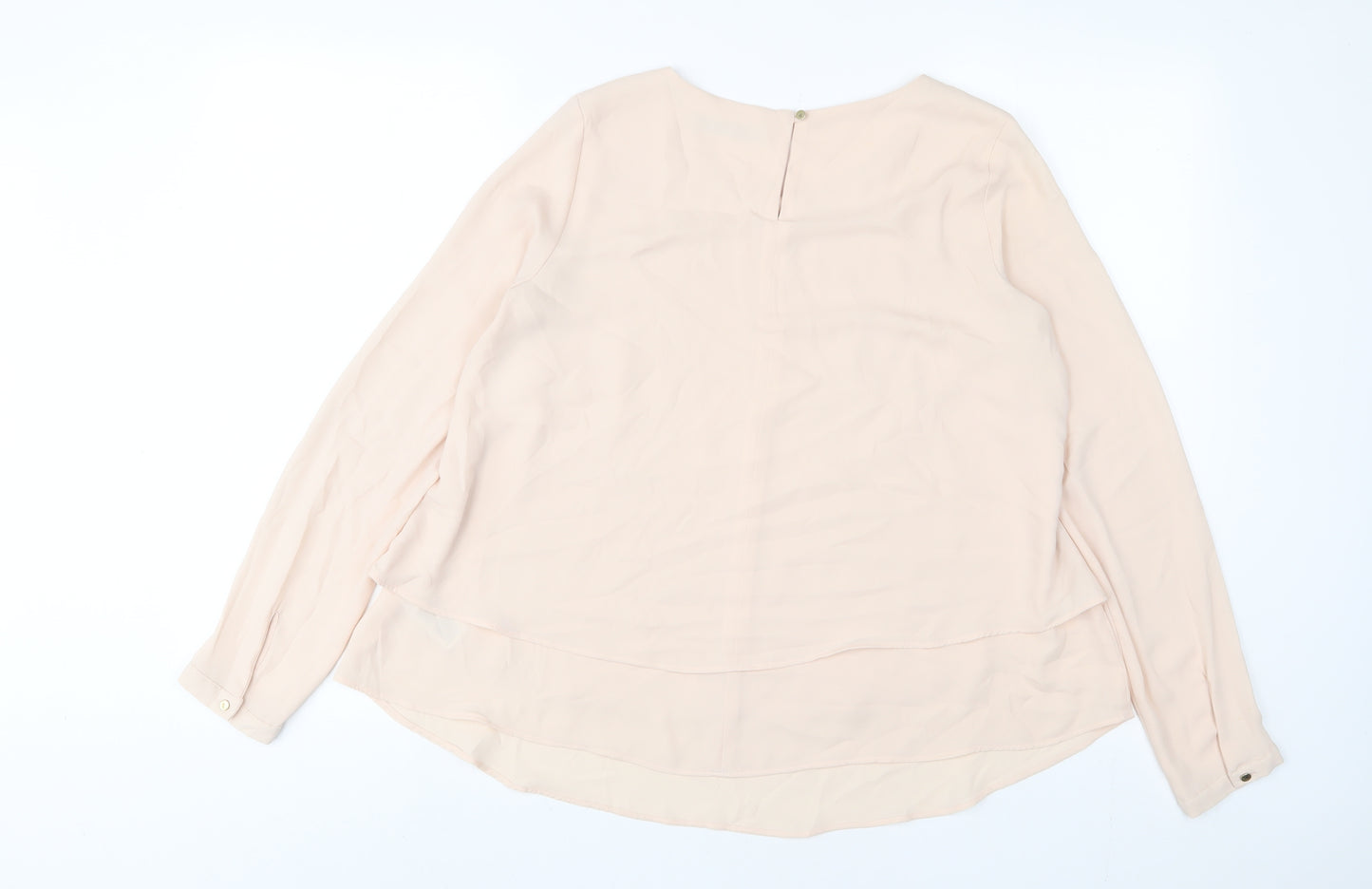 Marks and Spencer Womens Pink Polyester Basic Blouse Size 8 Crew Neck