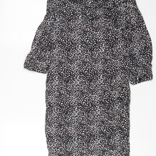 NEXT Womens Multicoloured Animal Print Viscose A-Line Size 10 V-Neck Pullover