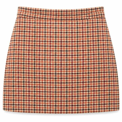 Forever 21 Womens Orange Plaid Polyester A-Line Skirt Size L Zip