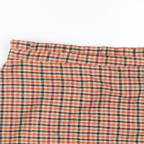FOREVER 21 Womens Orange Plaid Polyester A-Line Skirt Size L Zip