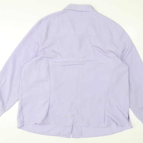 Lyndella Womens Purple Polyester Basic Button-Up Size 22 Collared - Embroidered