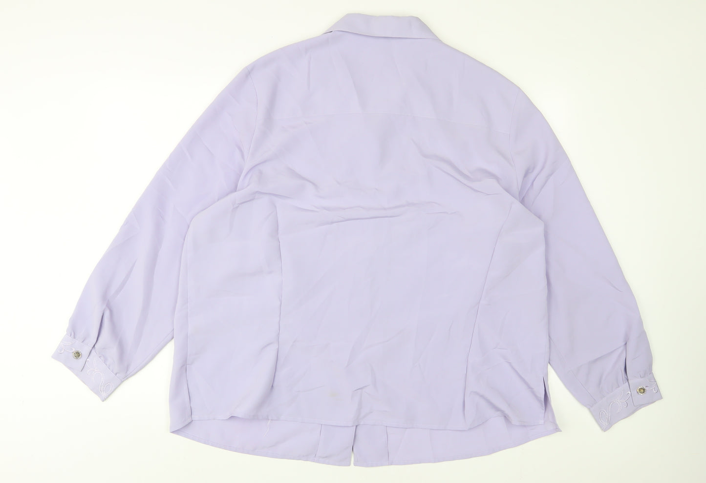 Lyndella Womens Purple Polyester Basic Button-Up Size 22 Collared - Embroidered