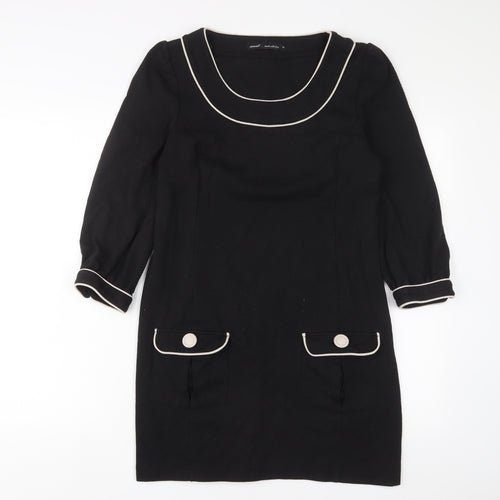 NEXT Womens Black Polyester A-Line Size 12 Scoop Neck Zip