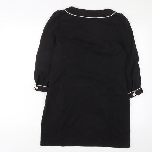 NEXT Womens Black Polyester A-Line Size 12 Scoop Neck Zip