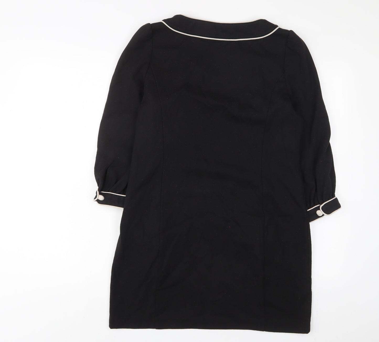 NEXT Womens Black Polyester A-Line Size 12 Scoop Neck Zip