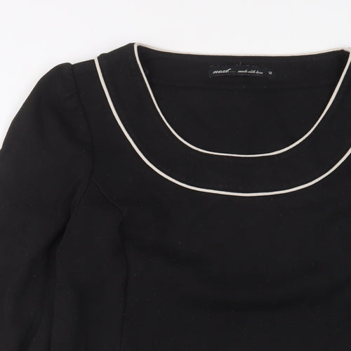 NEXT Womens Black Polyester A-Line Size 12 Scoop Neck Zip