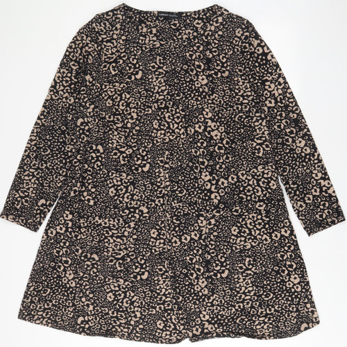 Capsule Womens Brown Animal Print Polyester A-Line Size 22 Scoop Neck Pullover