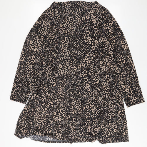Capsule Womens Brown Animal Print Polyester A-Line Size 22 Scoop Neck Pullover
