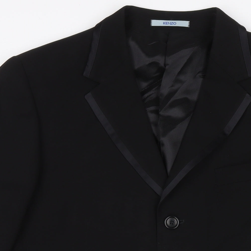 KENZO Mens Black Viscose Jacket Suit Jacket Size 42 Regular