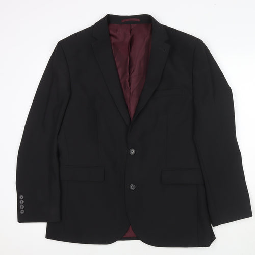 Fellini Mens Black Polyester Jacket Suit Jacket Size 42 Regular