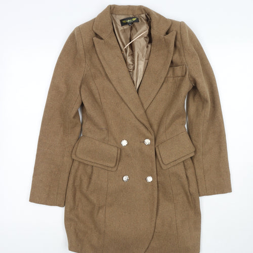 Angeleye Womens Brown Overcoat Coat Size 8 Button