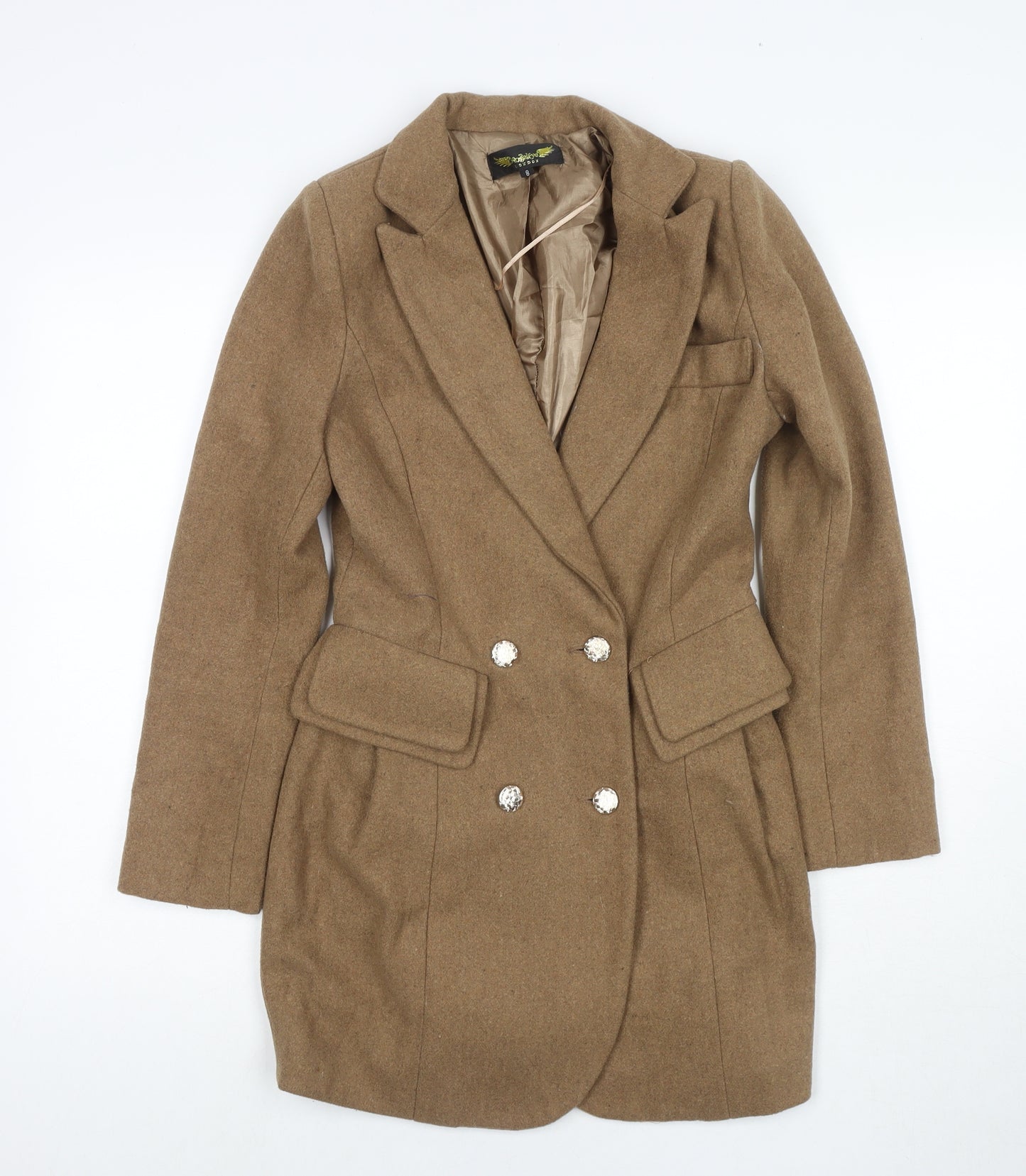 Angeleye Womens Brown Overcoat Coat Size 8 Button