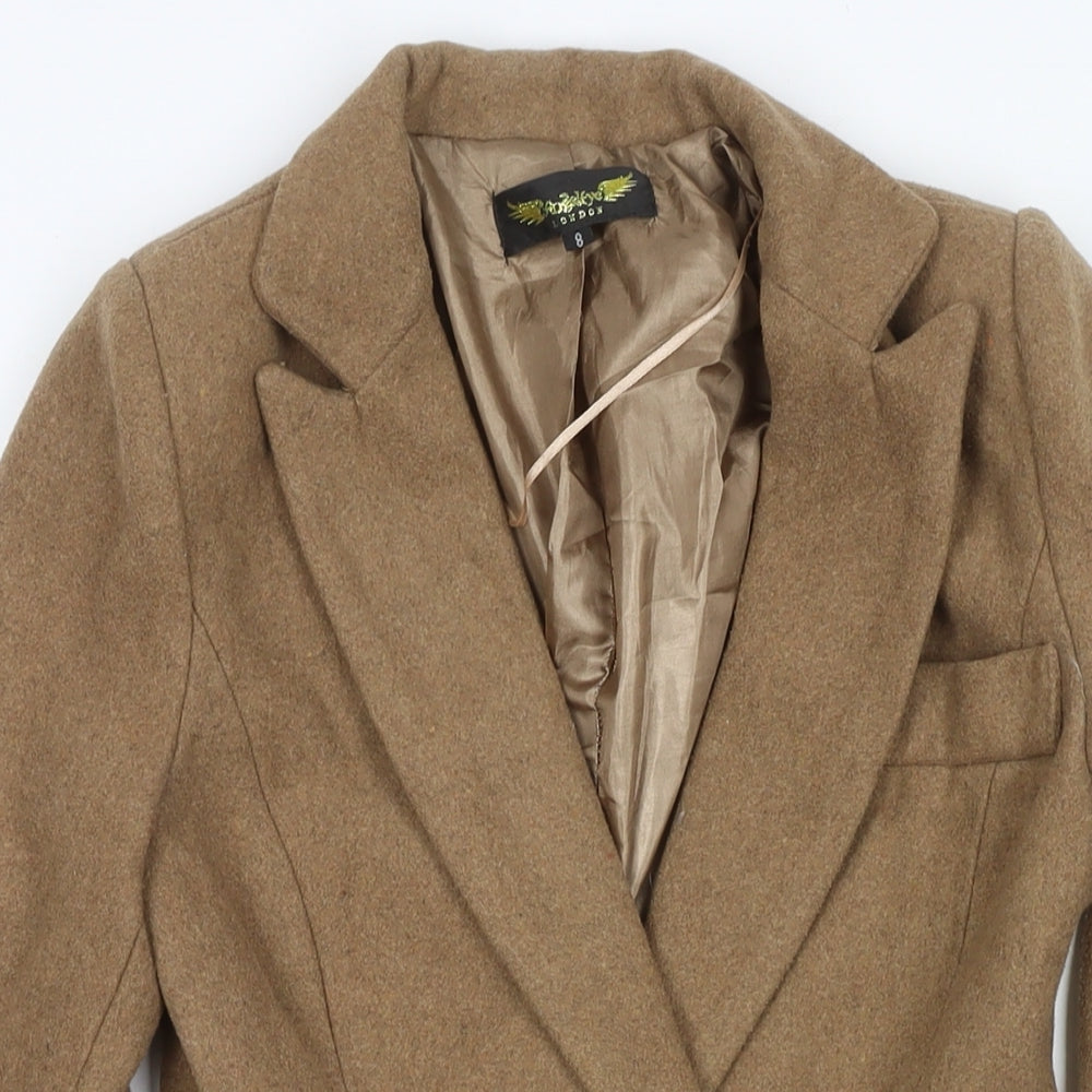Angeleye Womens Brown Overcoat Coat Size 8 Button
