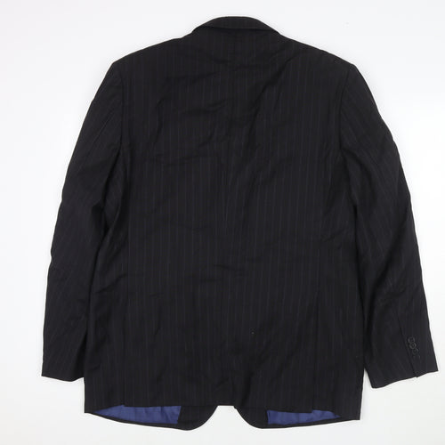 Marks and Spencer Mens Black Striped Wool Jacket Suit Jacket Size 46 Regular