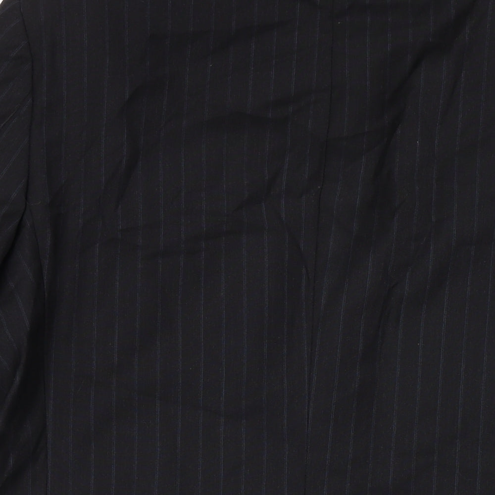 Marks and Spencer Mens Black Striped Wool Jacket Suit Jacket Size 46 Regular