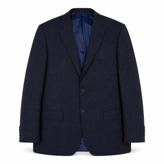 Front view of Marks & Spencer men’s blue polyester jacket suit jacket, size 40, regular