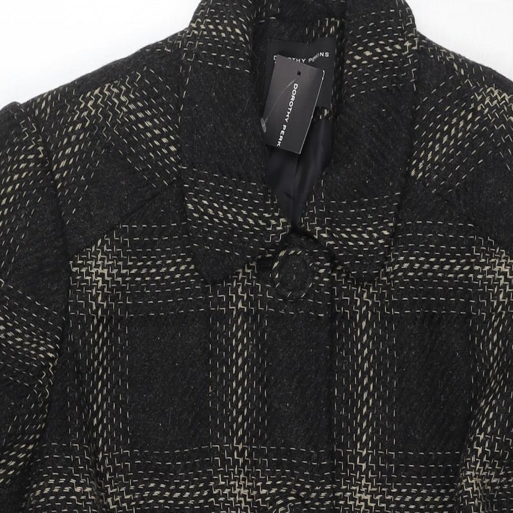 Dorothy Perkins Womens Black Overcoat Coat Size 20 Button