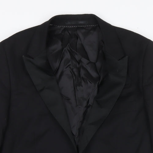 Topman Mens Black Polyester Jacket Suit Jacket Size 36 Regular