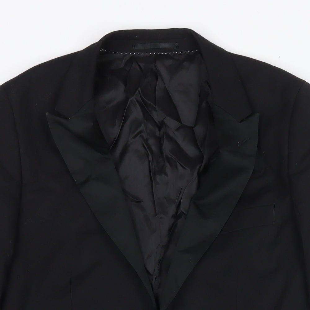 Topman Mens Black Polyester Jacket Suit Jacket Size 36 Regular