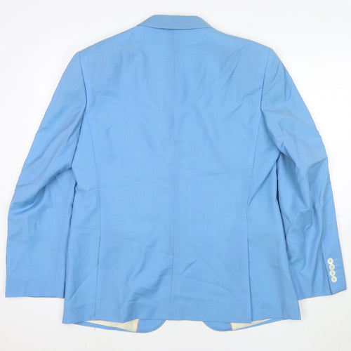 Moss Mens Blue Wool Jacket Suit Jacket Size 42 Regular