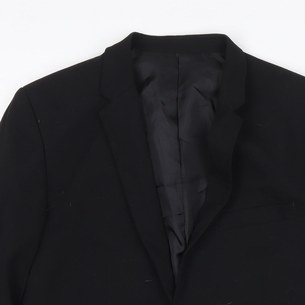 H&M Mens Black Polyester Jacket Suit Jacket Size 36 Regular