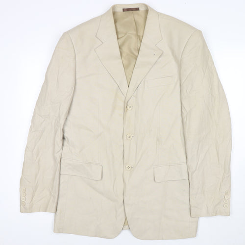 Butler and Webb Mens Beige Linen Jacket Suit Jacket Size 38 Regular