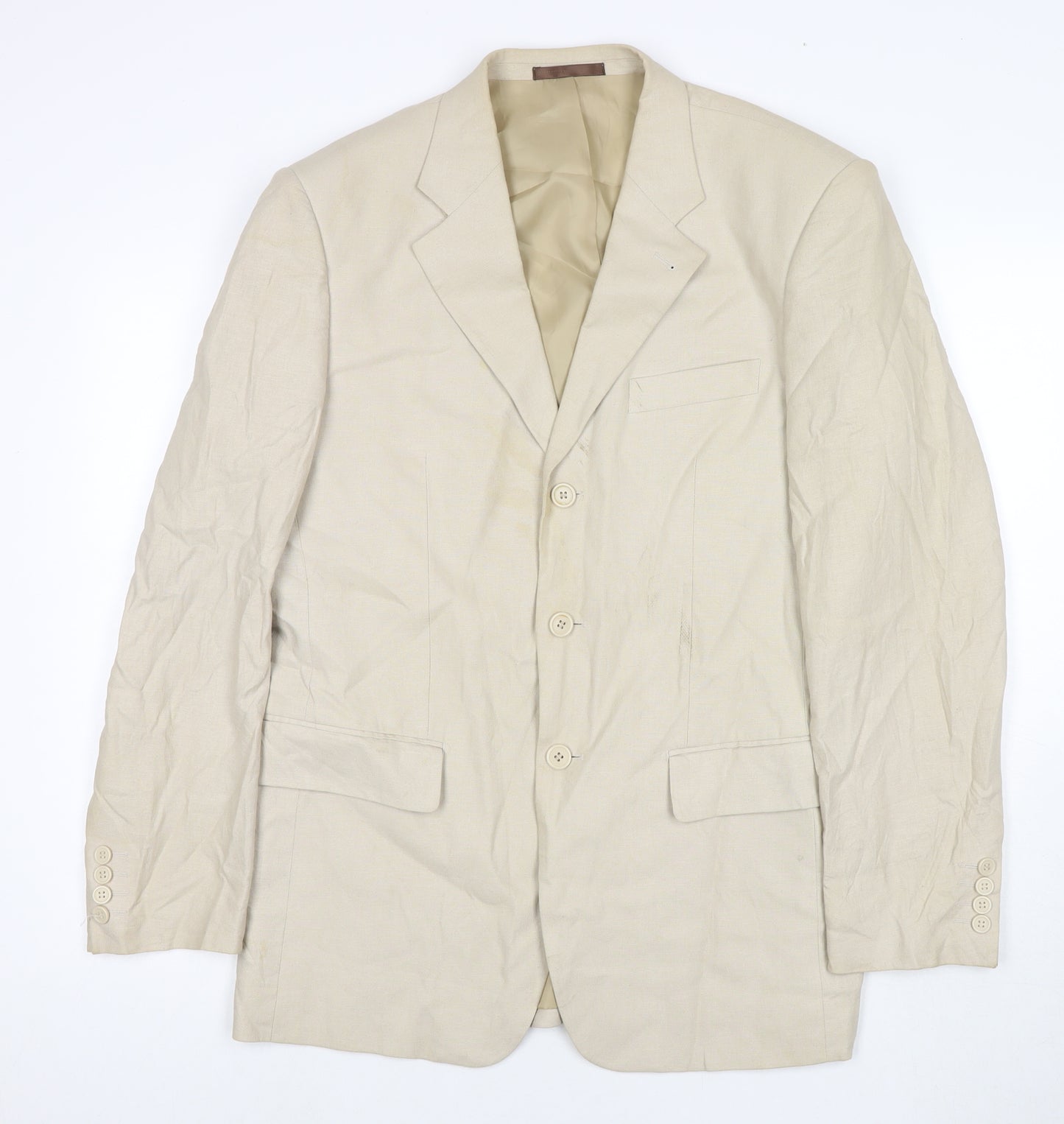 Butler and Webb Mens Beige Linen Jacket Suit Jacket Size 38 Regular