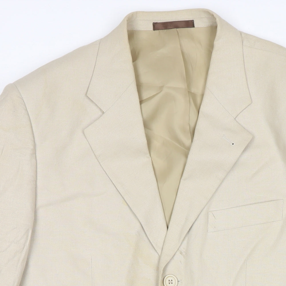 Butler and Webb Mens Beige Linen Jacket Suit Jacket Size 38 Regular