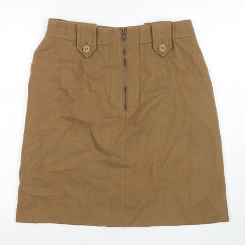 Great Plains London Womens Brown Wool A-Line Skirt Size 14 Zip