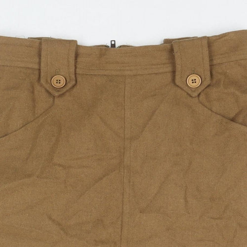 Great Plains London Womens Brown Wool A-Line Skirt Size 14 Zip