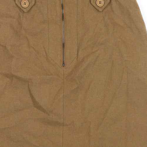 Great Plains London Womens Brown Wool A-Line Skirt Size 14 Zip