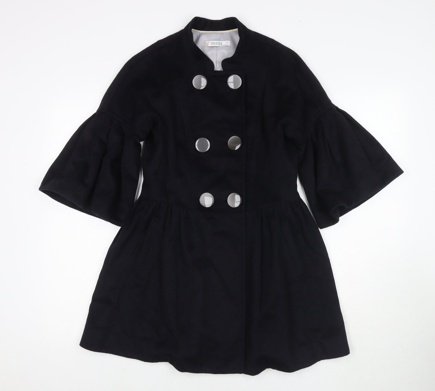 Jessica Womens Black Pea Coat Coat Size L Button