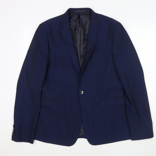 Burton Mens Blue Polyester Jacket Suit Jacket Size 40 Regular