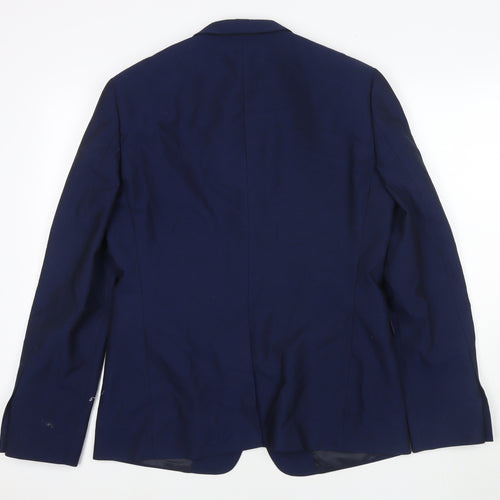 Burton Mens Blue Polyester Jacket Suit Jacket Size 40 Regular