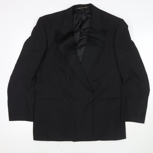 Marks and Spencer Mens Black Polyester Jacket Suit Jacket Size 38 Regular