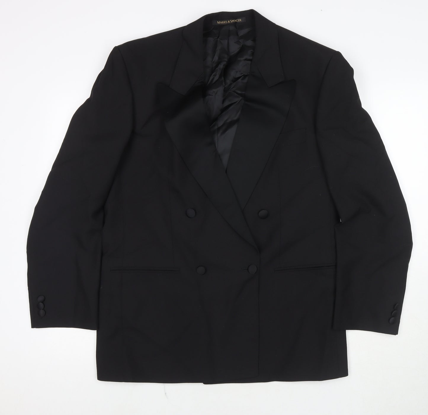 Marks and Spencer Mens Black Polyester Jacket Suit Jacket Size 38 Regular