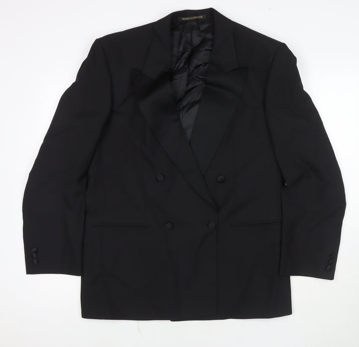 Marks and Spencer Mens Black Polyester Jacket Suit Jacket Size 38 Regular