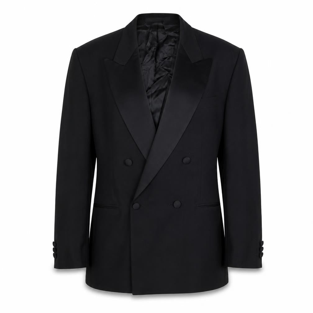 Front view of Marks & Spencer men’s black polyester jacket suit jacket, size 38, regular