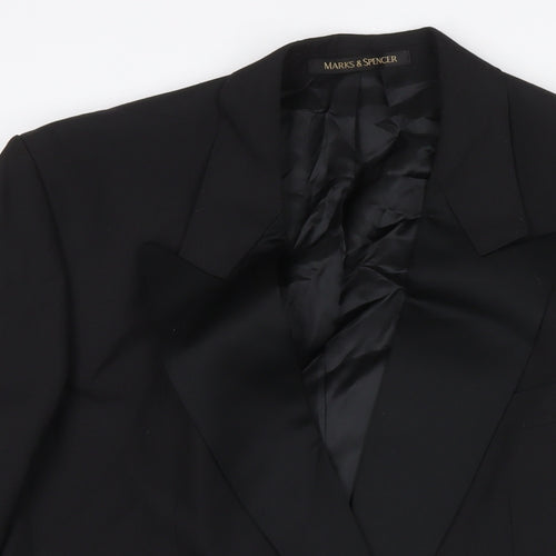 Marks and Spencer Mens Black Polyester Jacket Suit Jacket Size 38 Regular