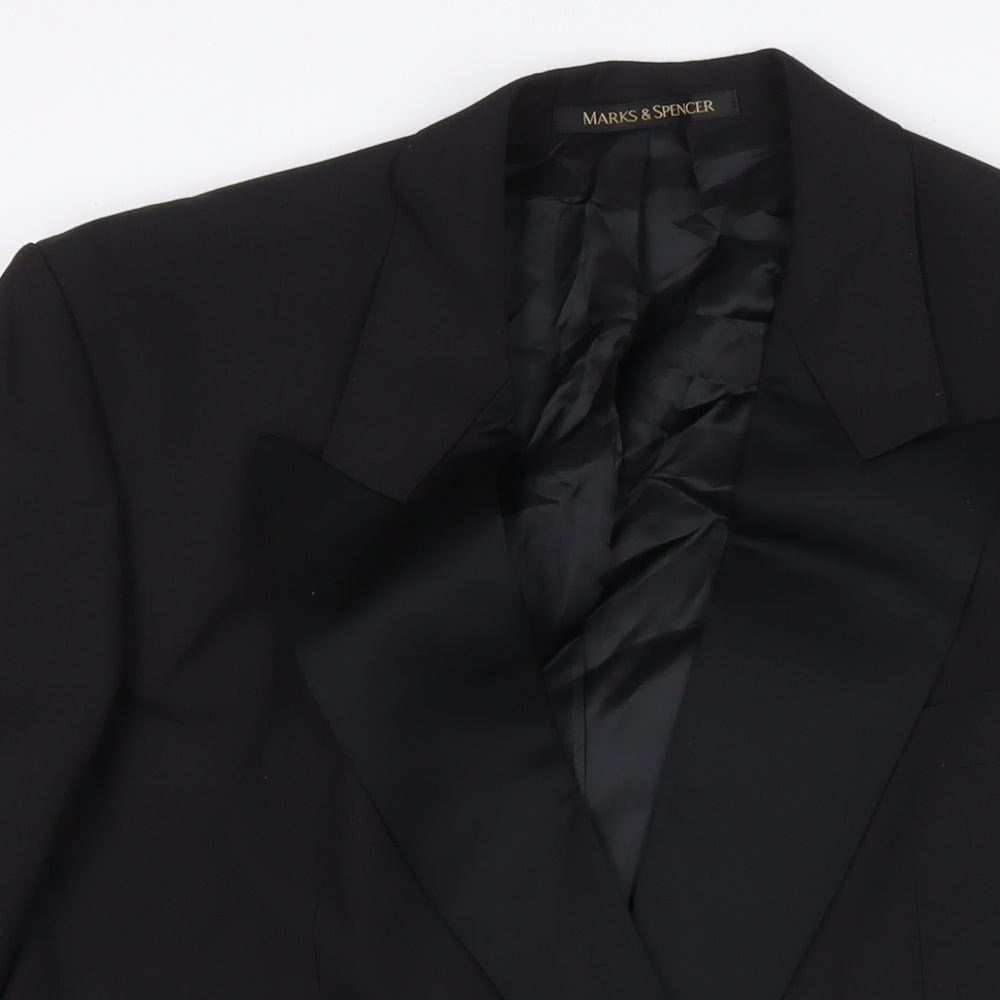 Marks and Spencer Mens Black Polyester Jacket Suit Jacket Size 38 Regular