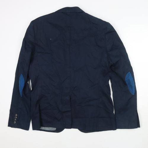 H&M Mens Blue Cotton Jacket Suit Jacket Size 44 Regular