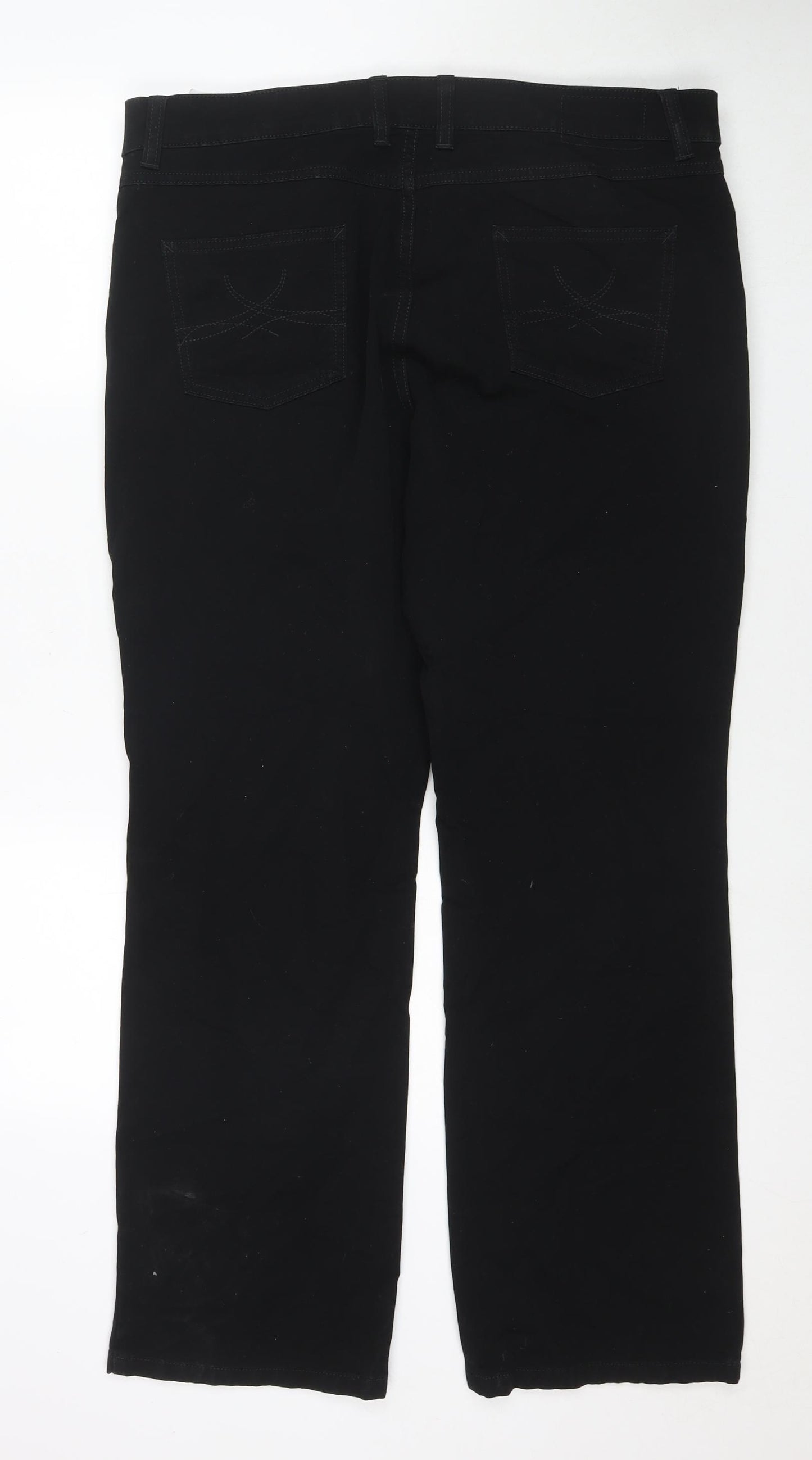 Marks and Spencer Womens Black Cotton Straight Jeans Size 20 L30 in Regular Zip