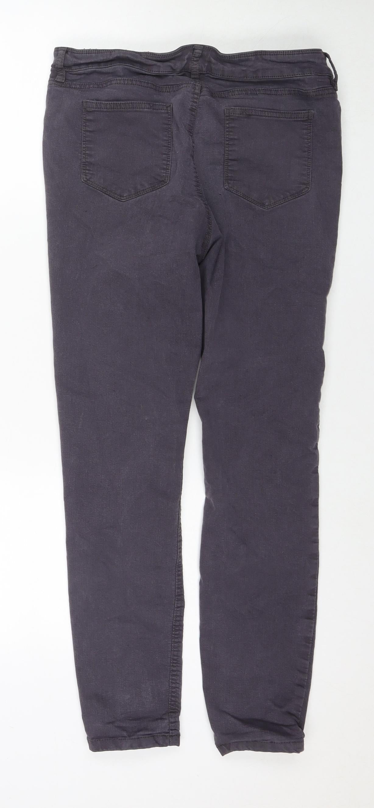 Fat Face Womens Grey Cotton Skinny Jeans Size 16 L27 in Regular Zip