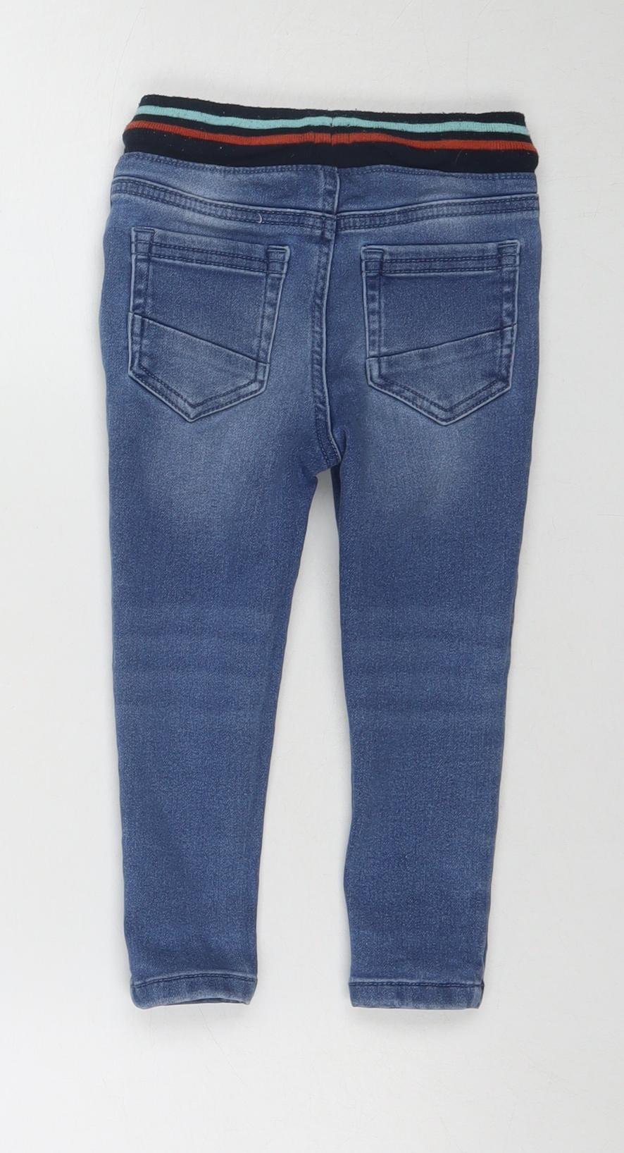 Nutmeg Boys Blue Cotton Jogger Jeans Size 18-24 Months Drawstring