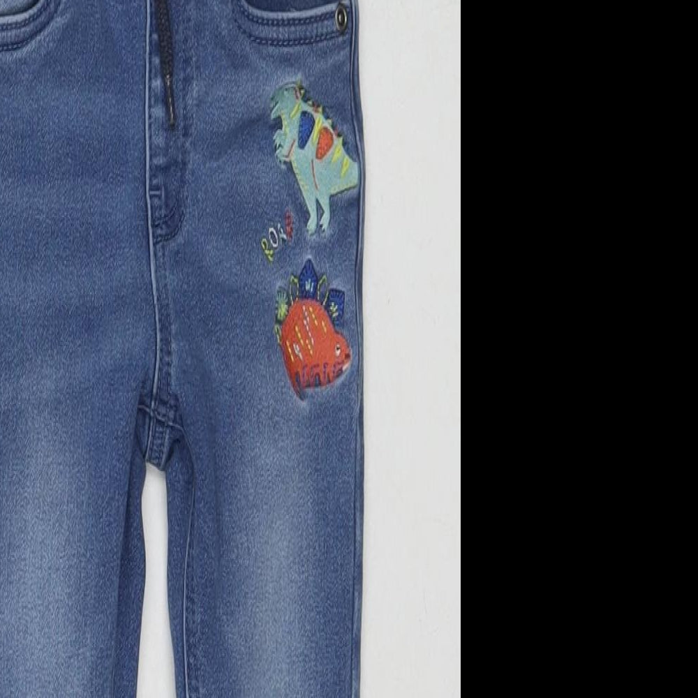 Nutmeg Boys Blue Cotton Jogger Jeans Size 18-24 Months Drawstring