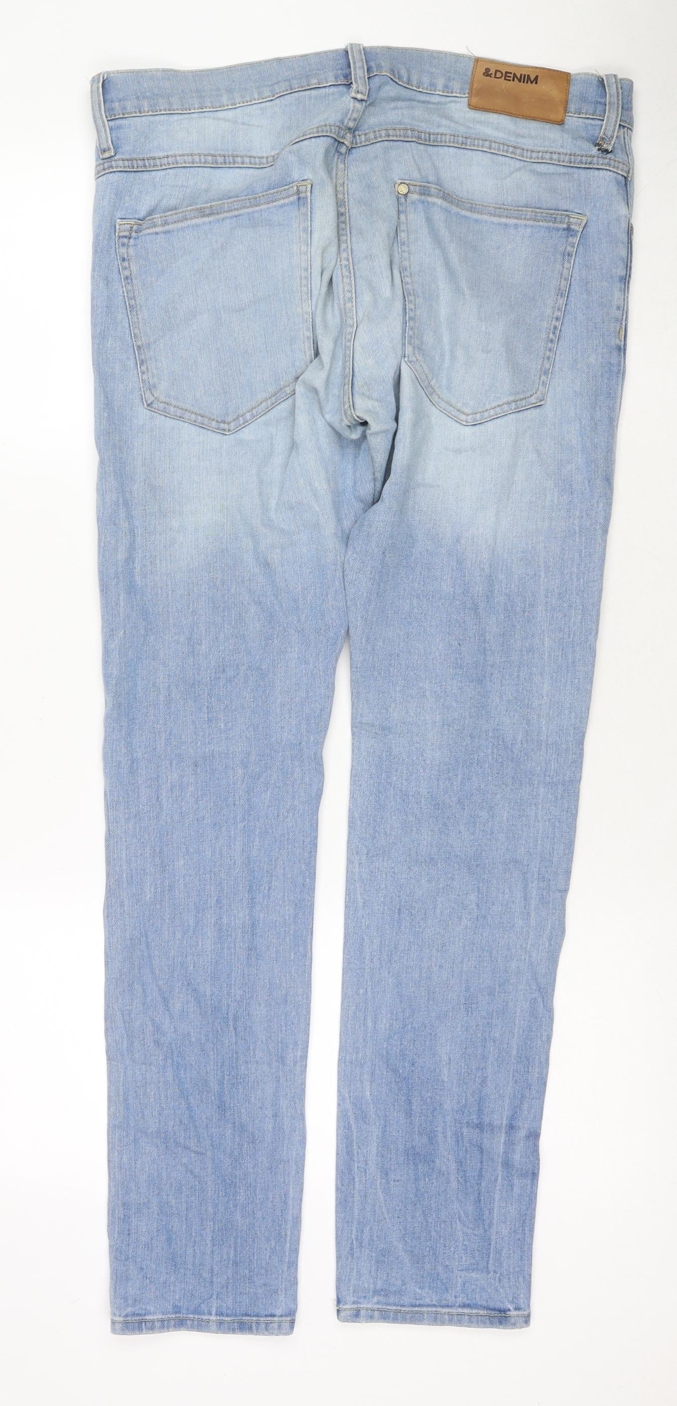 H&M Mens Blue Cotton Straight Jeans Size 33 in L32 in Regular Zip
